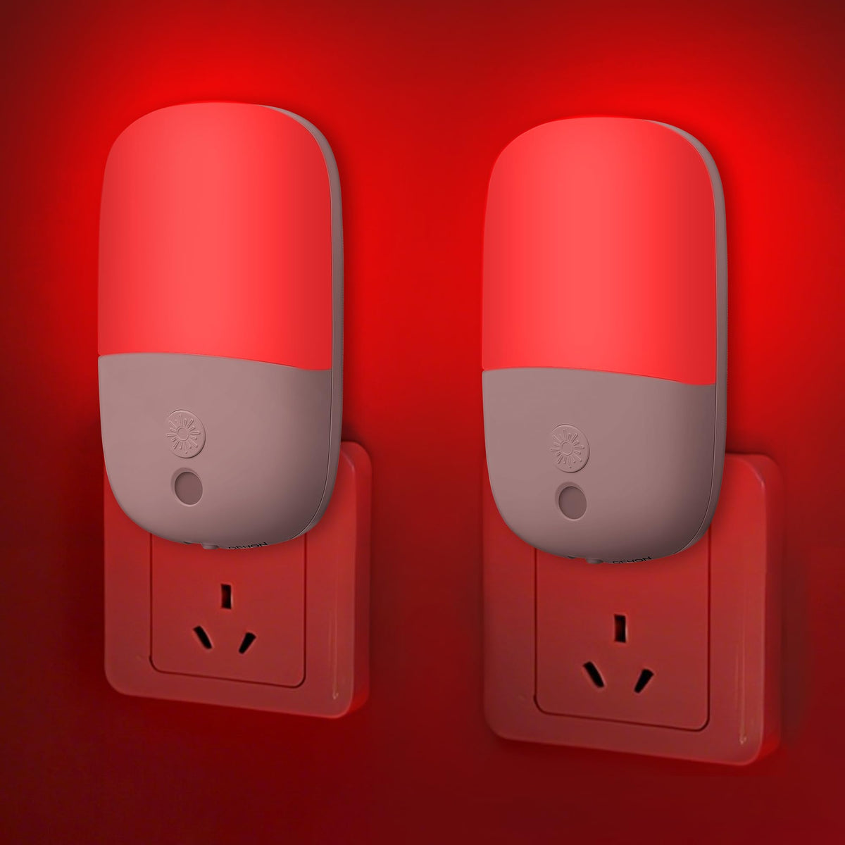 Firtallon 670nm red night light glows softly on the wall for safe navigation.