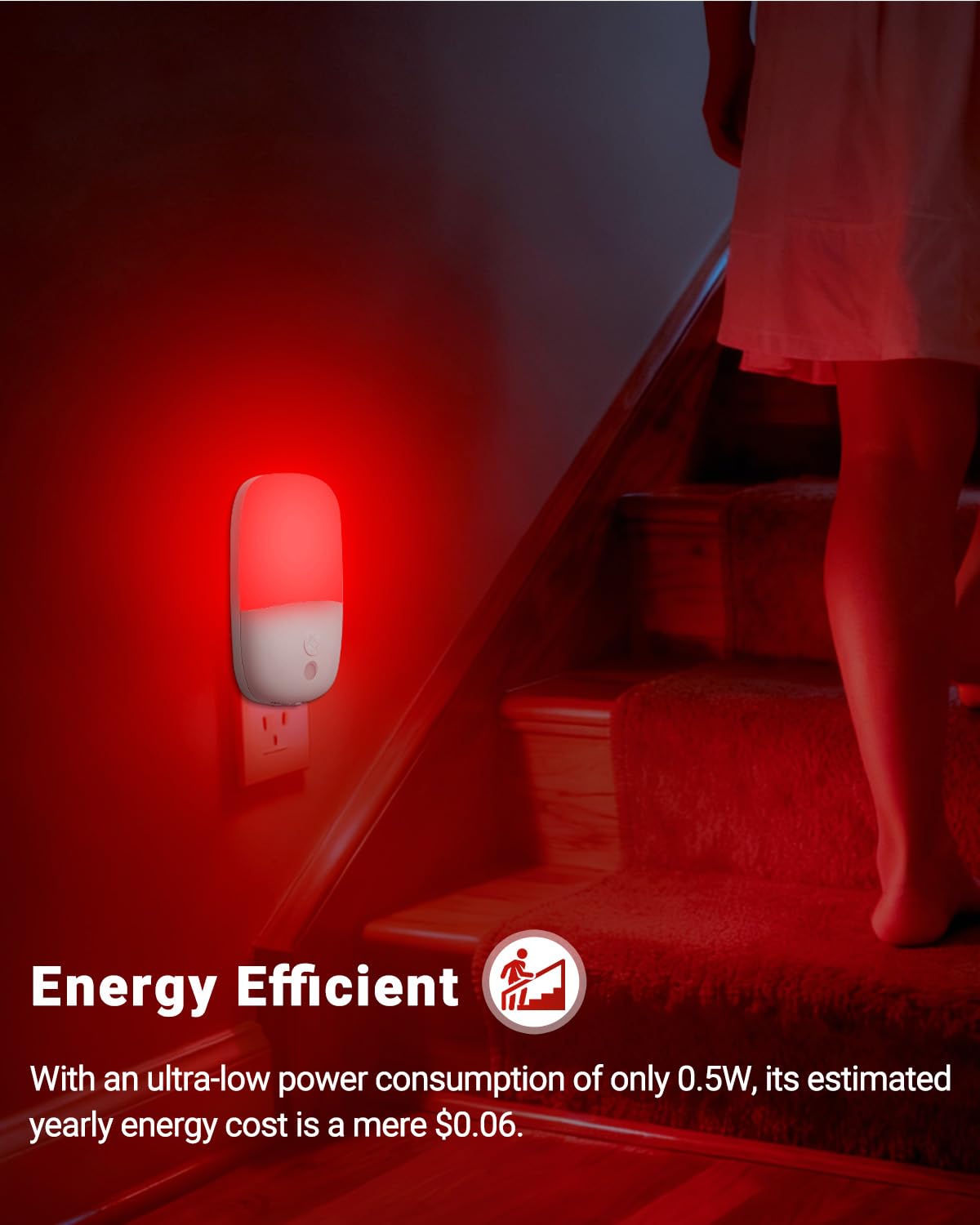 Firtallon night light in hallway guides stairs with soft glow.