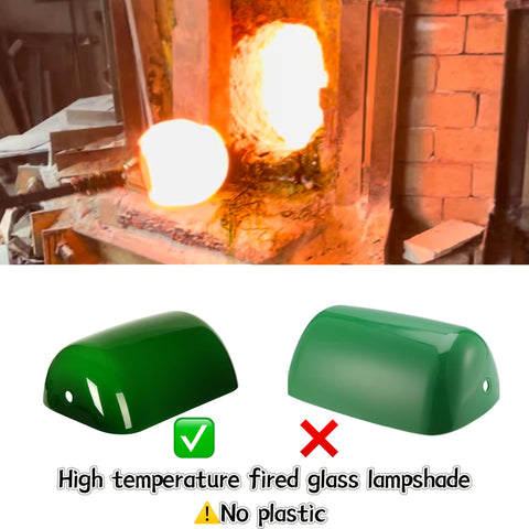 FIRVRE green banker shade fits standard lamp fittings for easy swapping