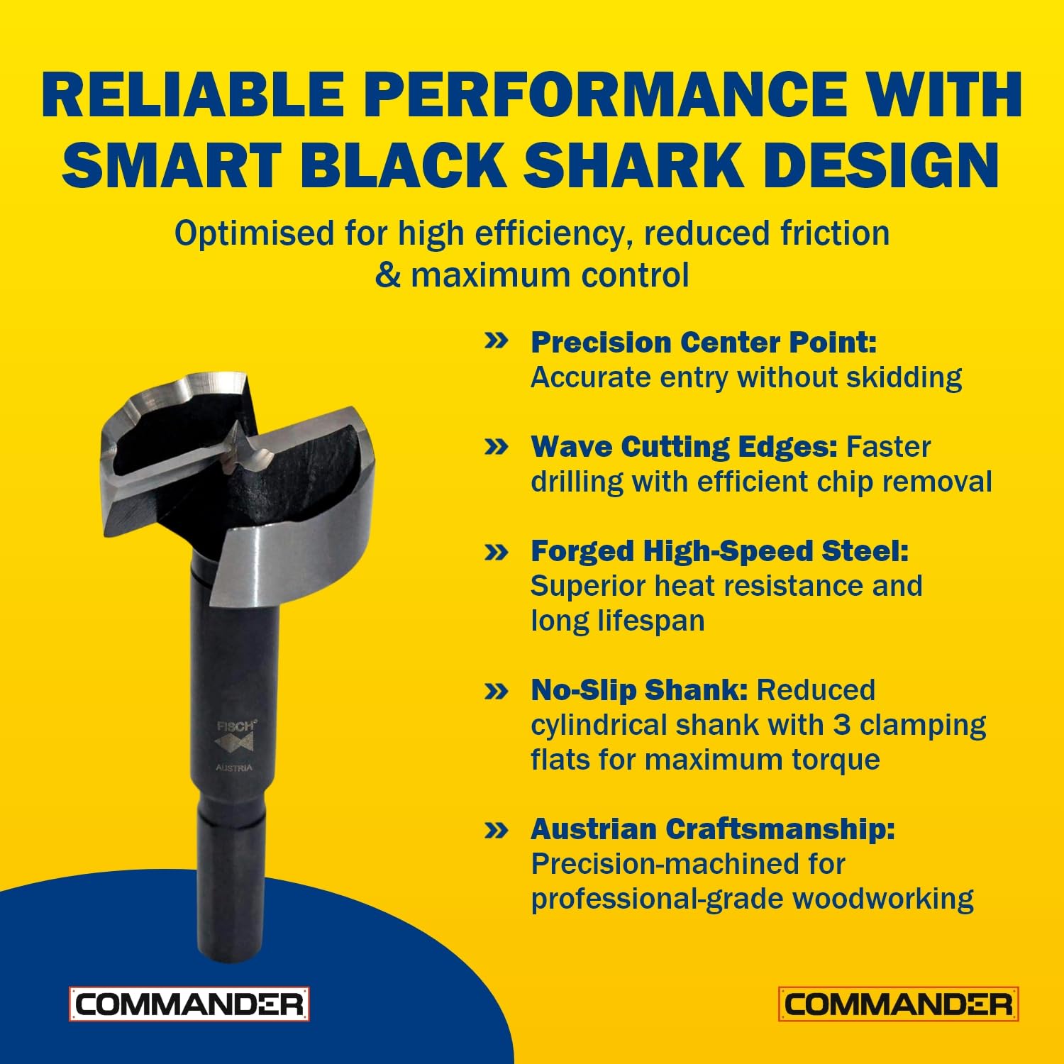 Fisch Black Shark bit tested on hardwood and softwood for clean holes