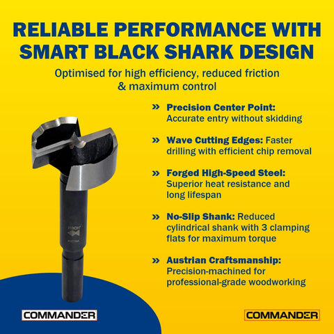 Fisch Black Shark bit tested on hardwood and softwood for clean holes