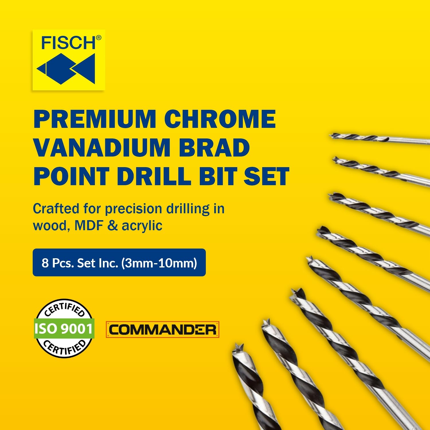 Fisch Brad Point tip close-up showing beveled edge for smooth entry