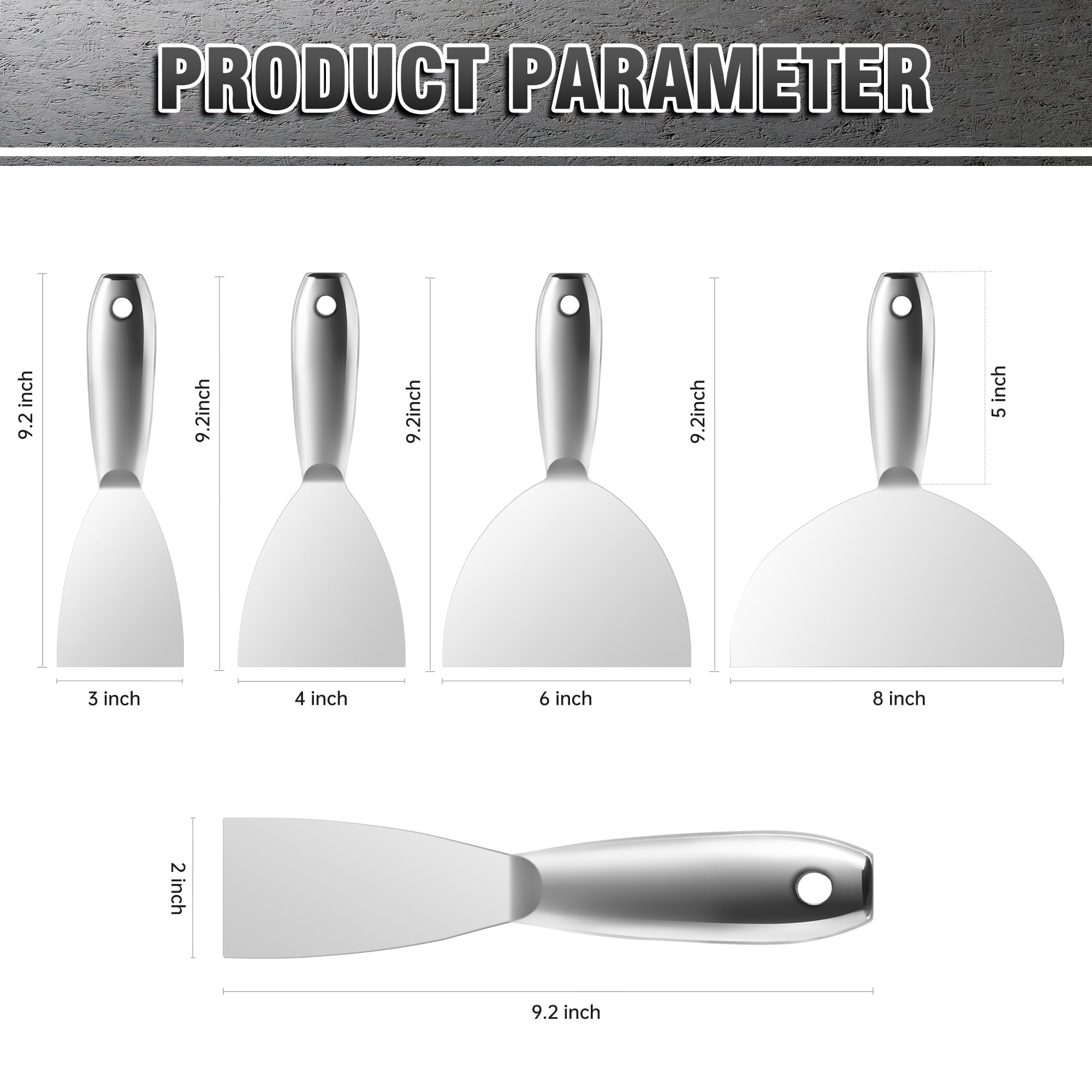 Fishark 3-inch putty knife blade for smooth wall repairs and mudding