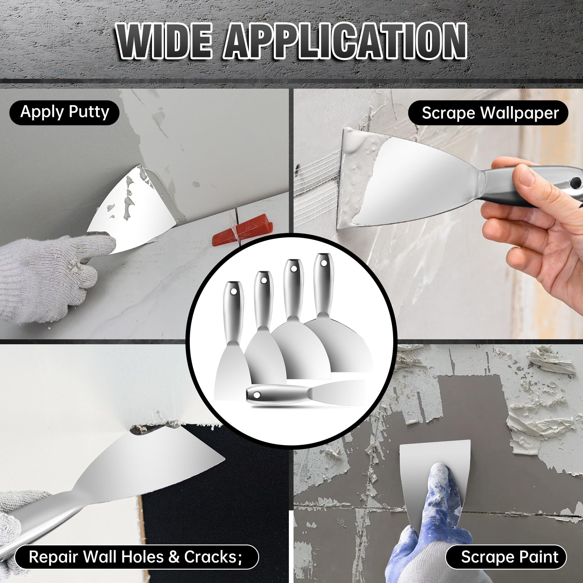 Fishark 8-inch blade putty knife for heavy-duty drywall repair