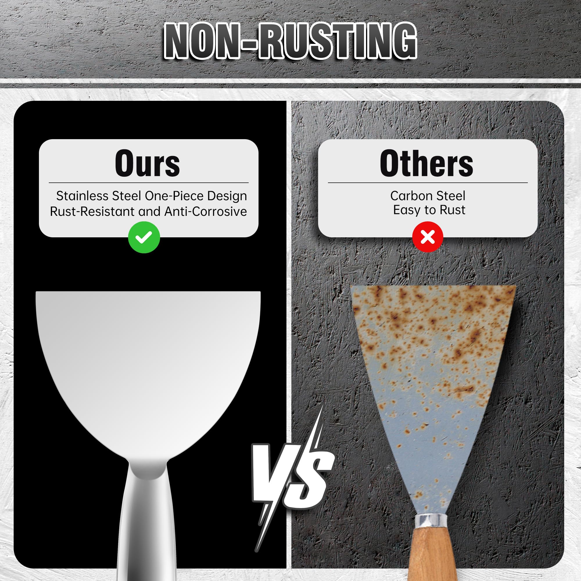 Fishark stainless steel scraper for durable wallpaper and paint removal