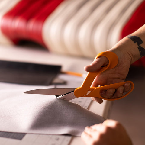 Fiskars 9-inch bent dressmaker shears bent-handle keeps fabric flat for precise cuts