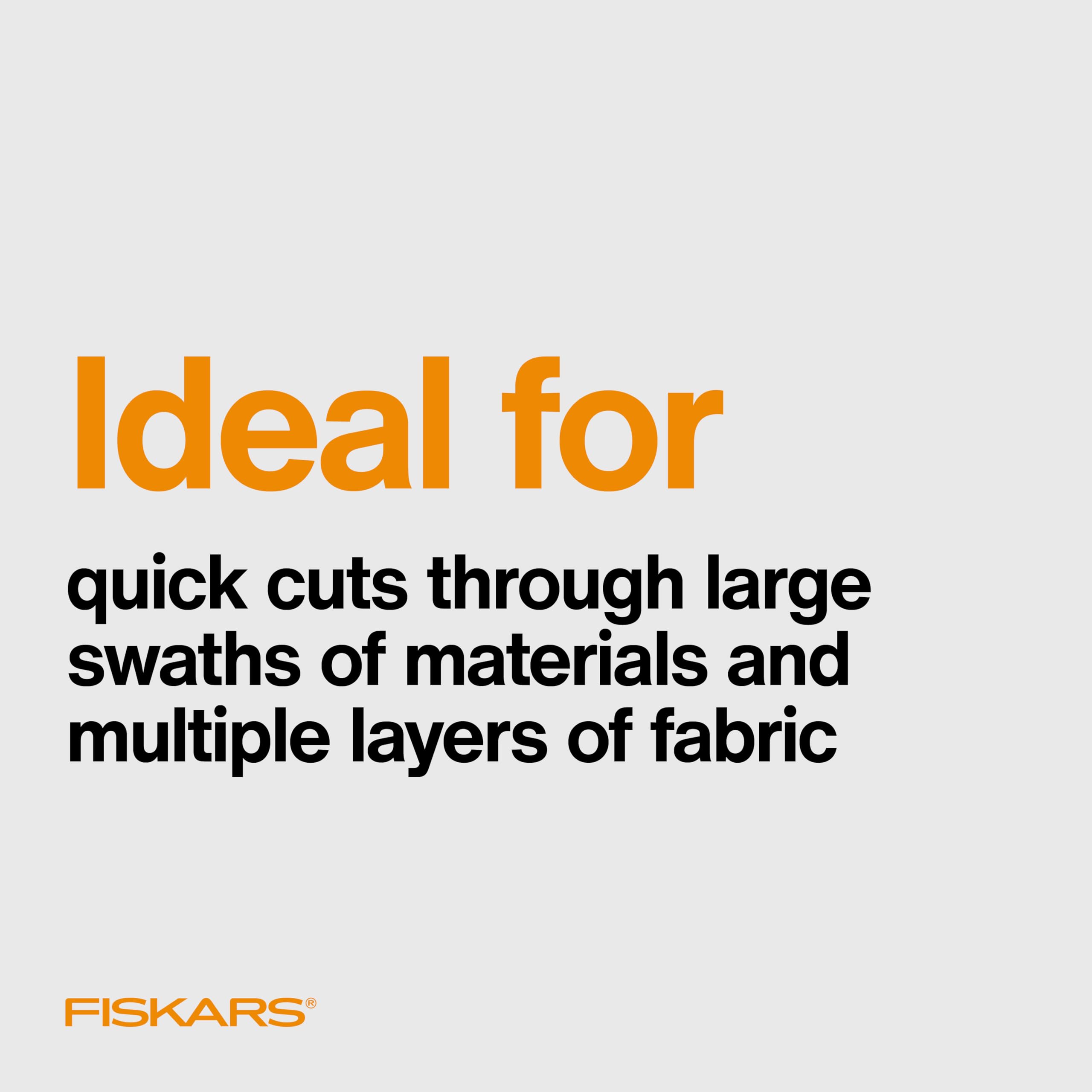 Fiskars 9-inch bent dressmaker shears longer blades speed up fabric cutting