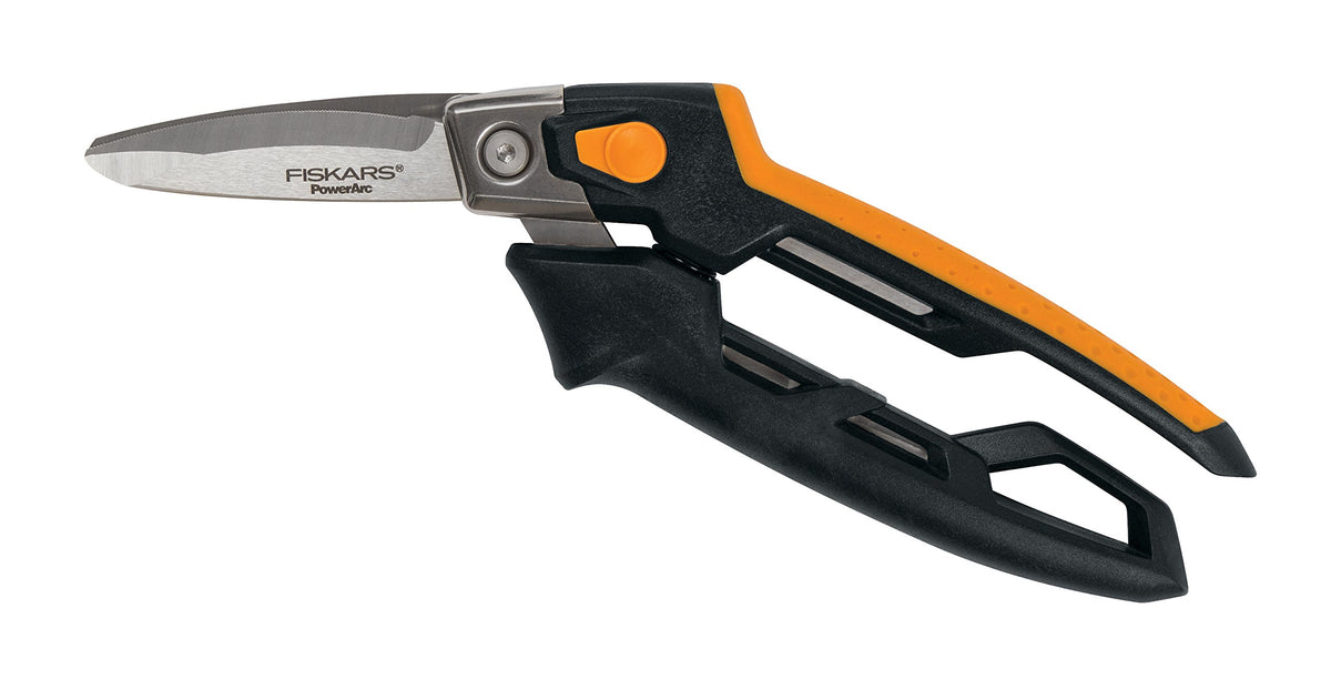 PowerArc Fiskars snips curved blade for extra leverage on thick materials