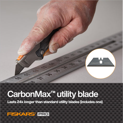 Fiskars Pro Fixed Knife blade-change hinge enables quick blade swaps