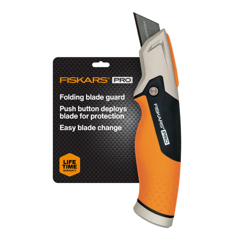 Fiskars Pro Fixed Knife guard deployment for safe blade protection