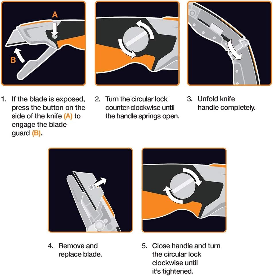 Fiskars Pro Fixed Knife onboard blade storage for five extras