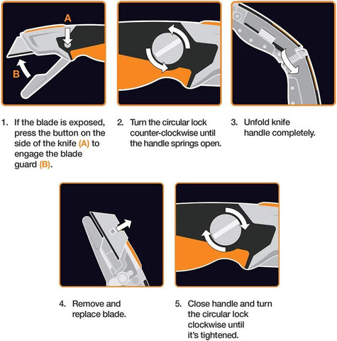 Fiskars Pro Fixed Knife onboard blade storage for five extras