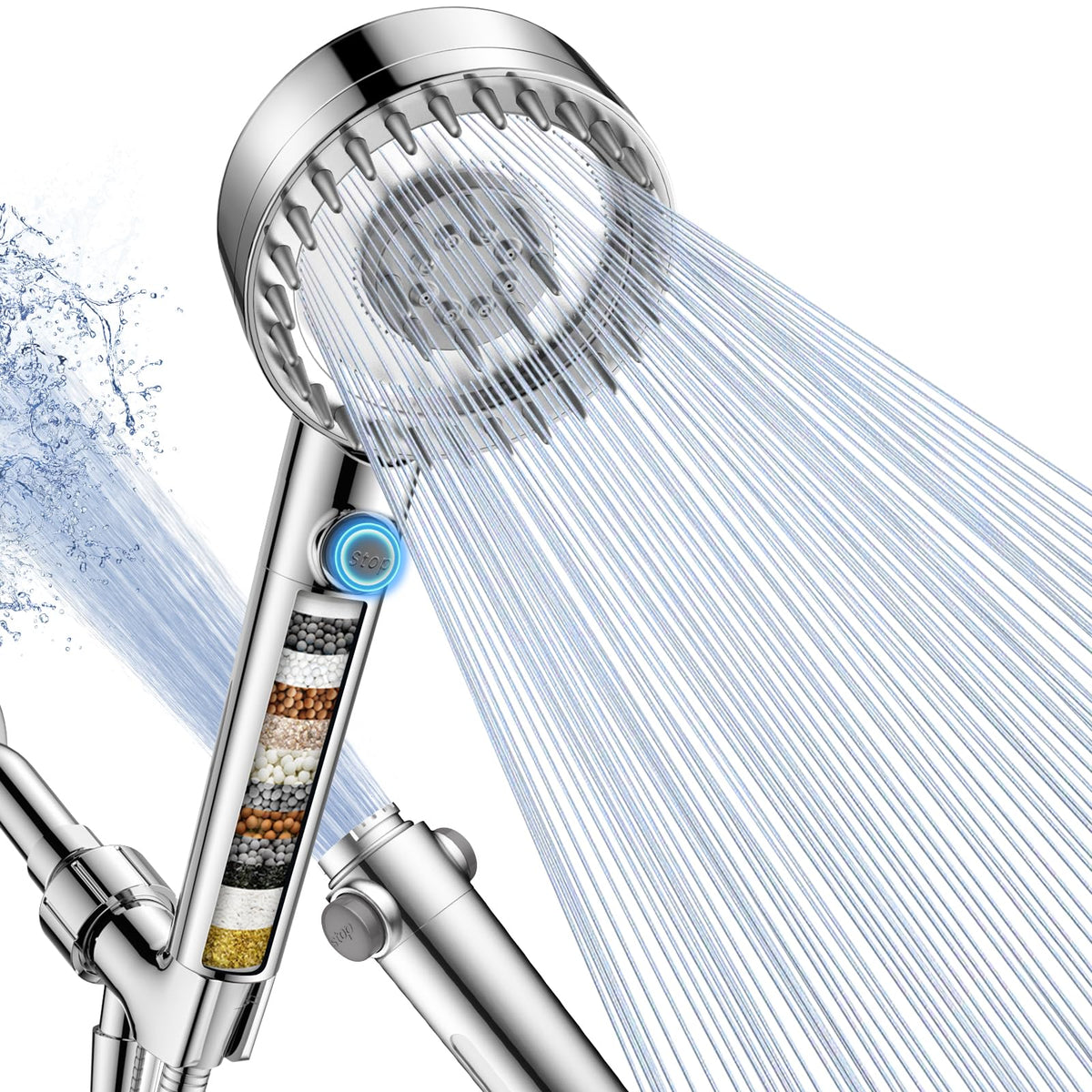 Fitespot filtered shower head with handheld setup for easy installation and spa-like rinse.