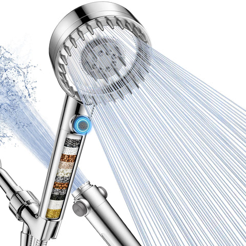 Fitespot filtered shower head with handheld setup for easy installation and spa-like rinse.