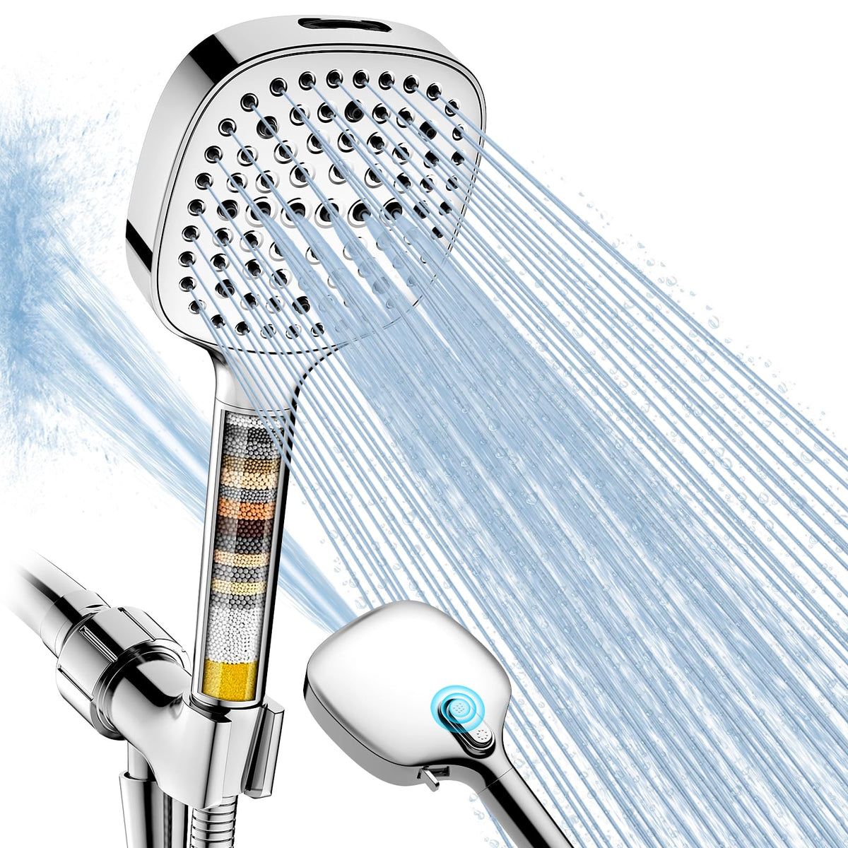 Fitespot filtered shower head handheld close-up for spa-like cleansing.