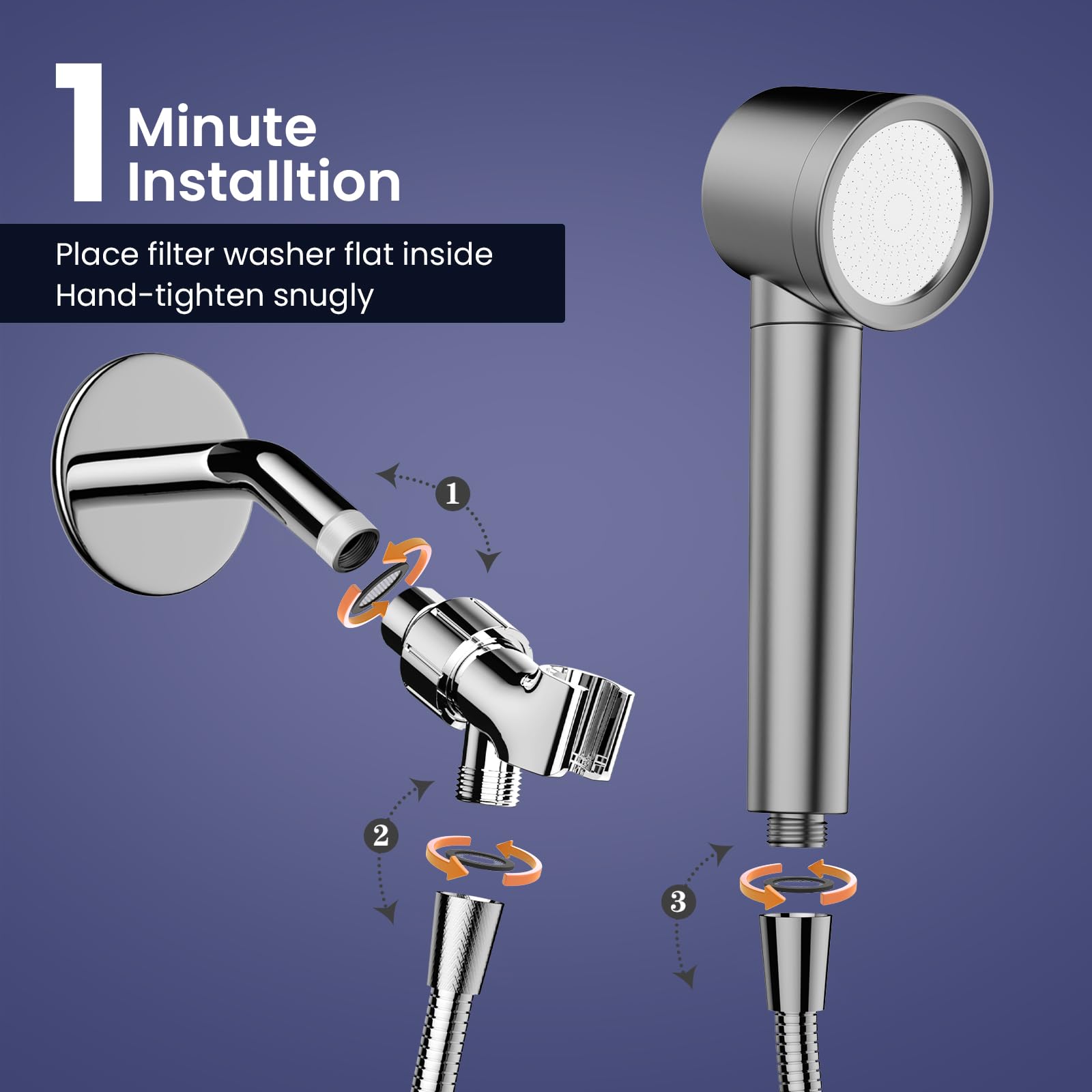 Fitespot wide-application filter shower head works for family showers and pet baths.