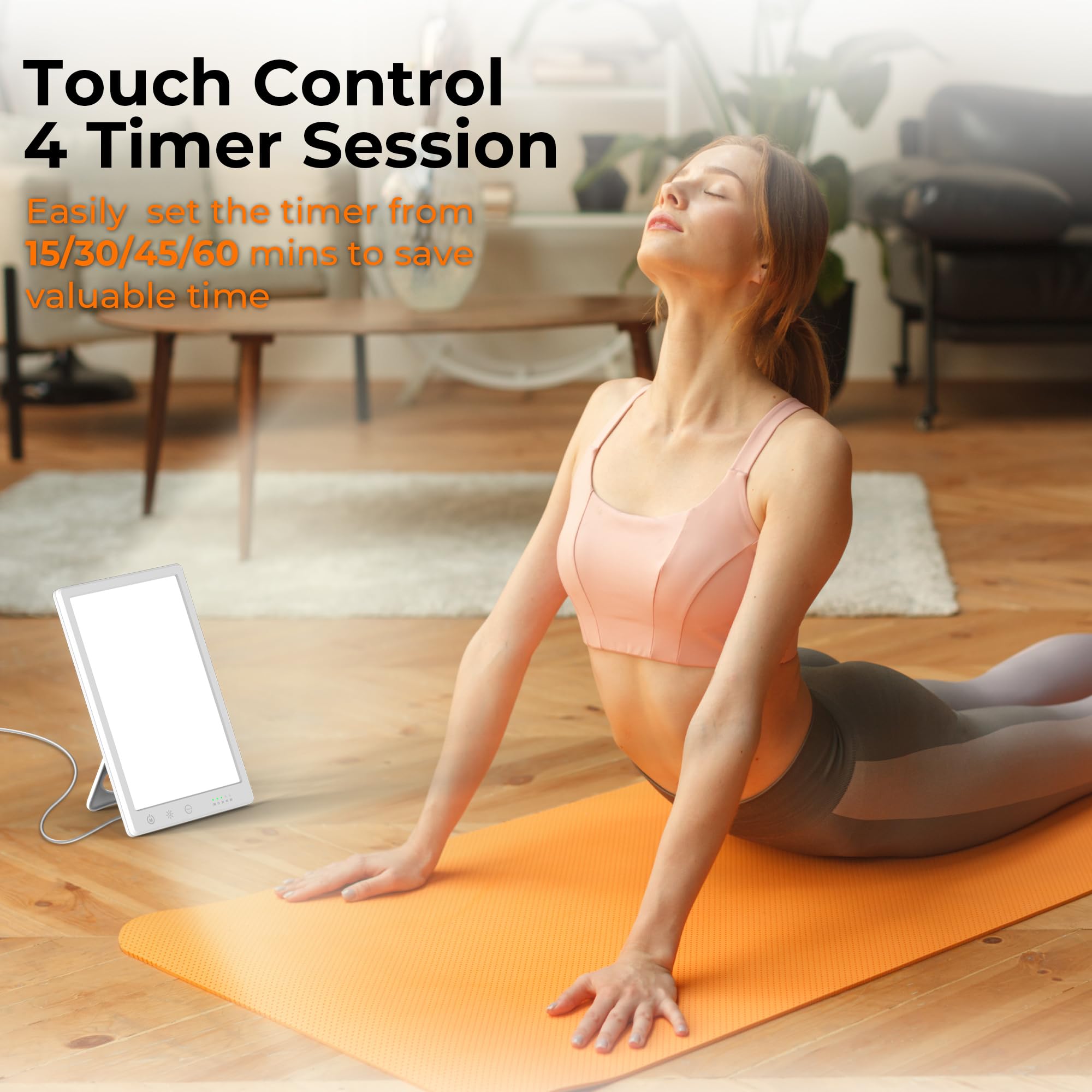 Timer options on Fitfirst Lamp to schedule sessions safely