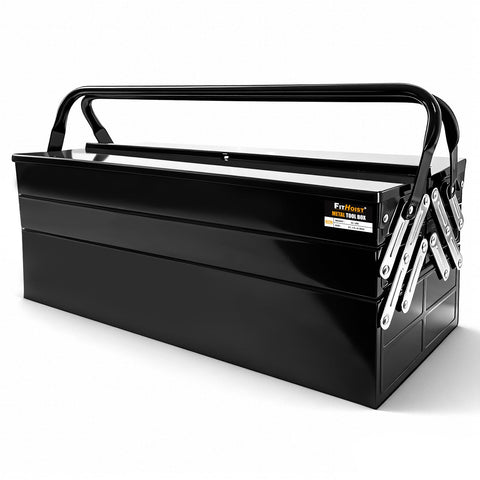 FITHOIST metal cantilever tool box front view with 3-tier drawers for organized tools