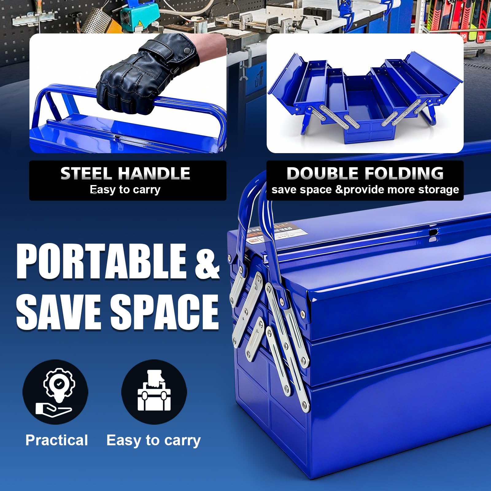 FITHOIST portable tool box with handle enables convenient carrying.