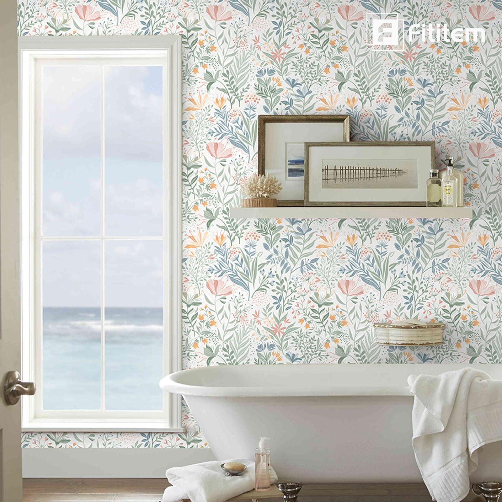 Fititem boho floral texture wallpaper swatch adds natural color and mood to spaces.