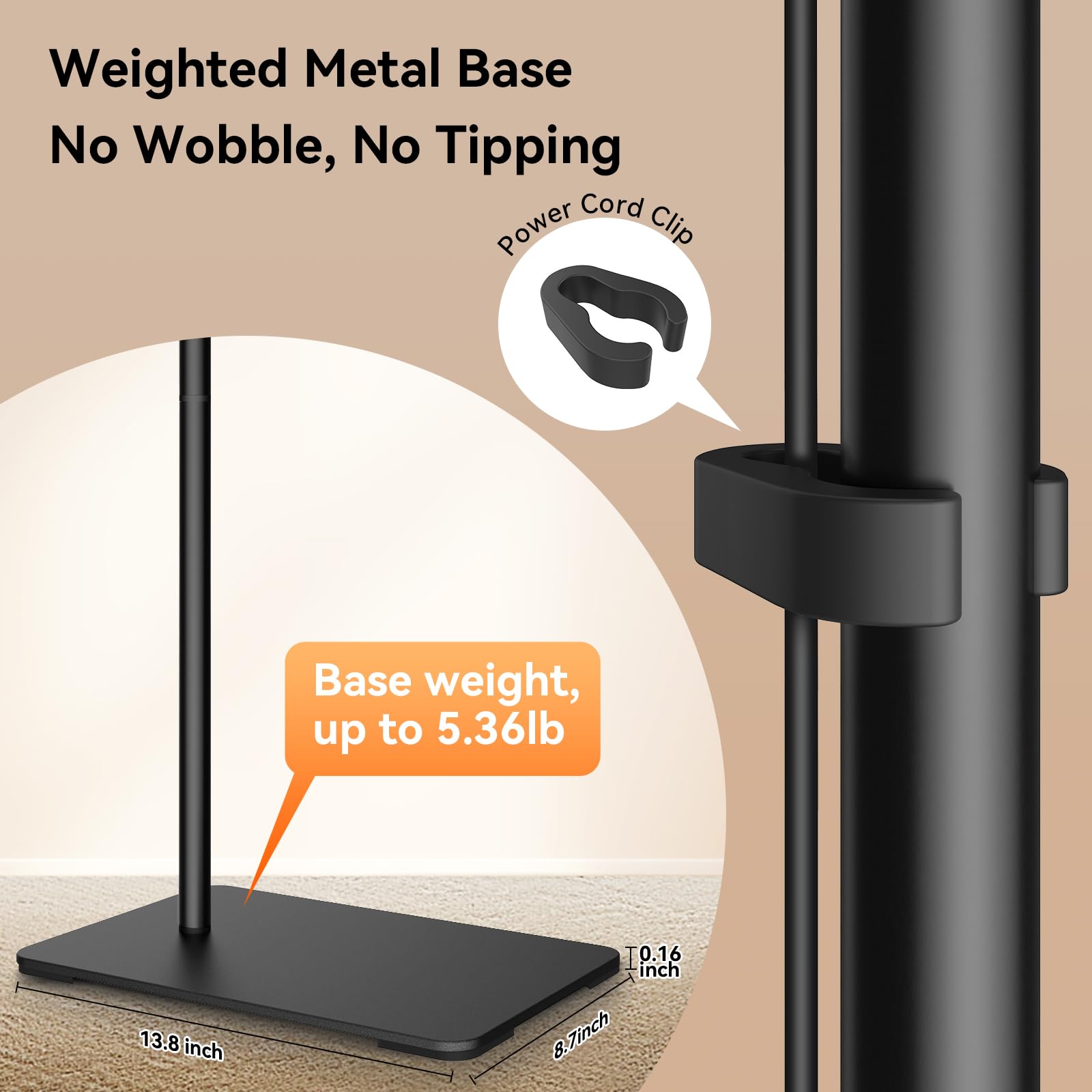 Fitlume Lash Light Stable Metal Base reduces wobble.