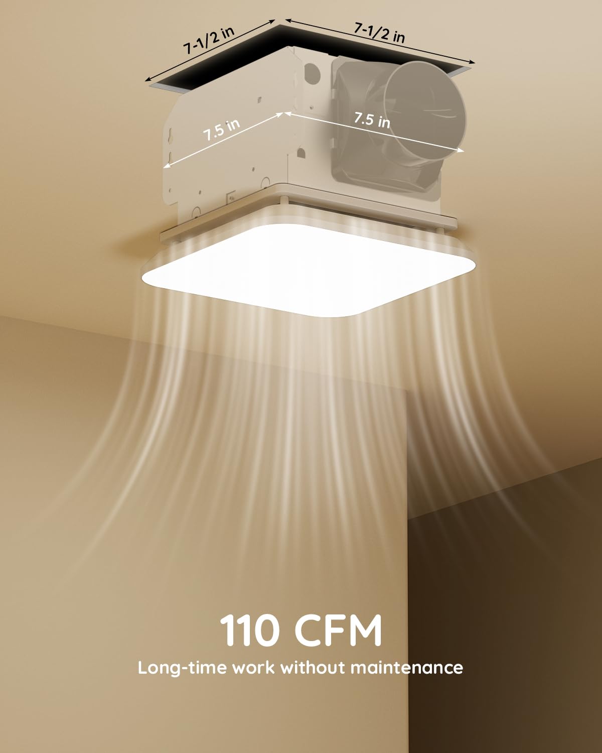Fitop ceiling mount installation visual: easy ceiling setup with no cutting needed.