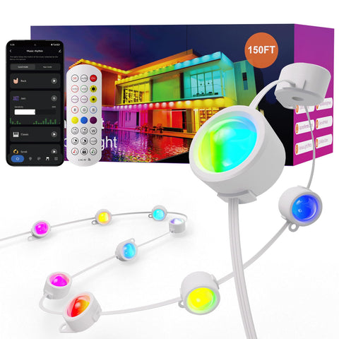 Fitop permanent outdoor lights extendable to 200ft for seamless exterior ambiance.