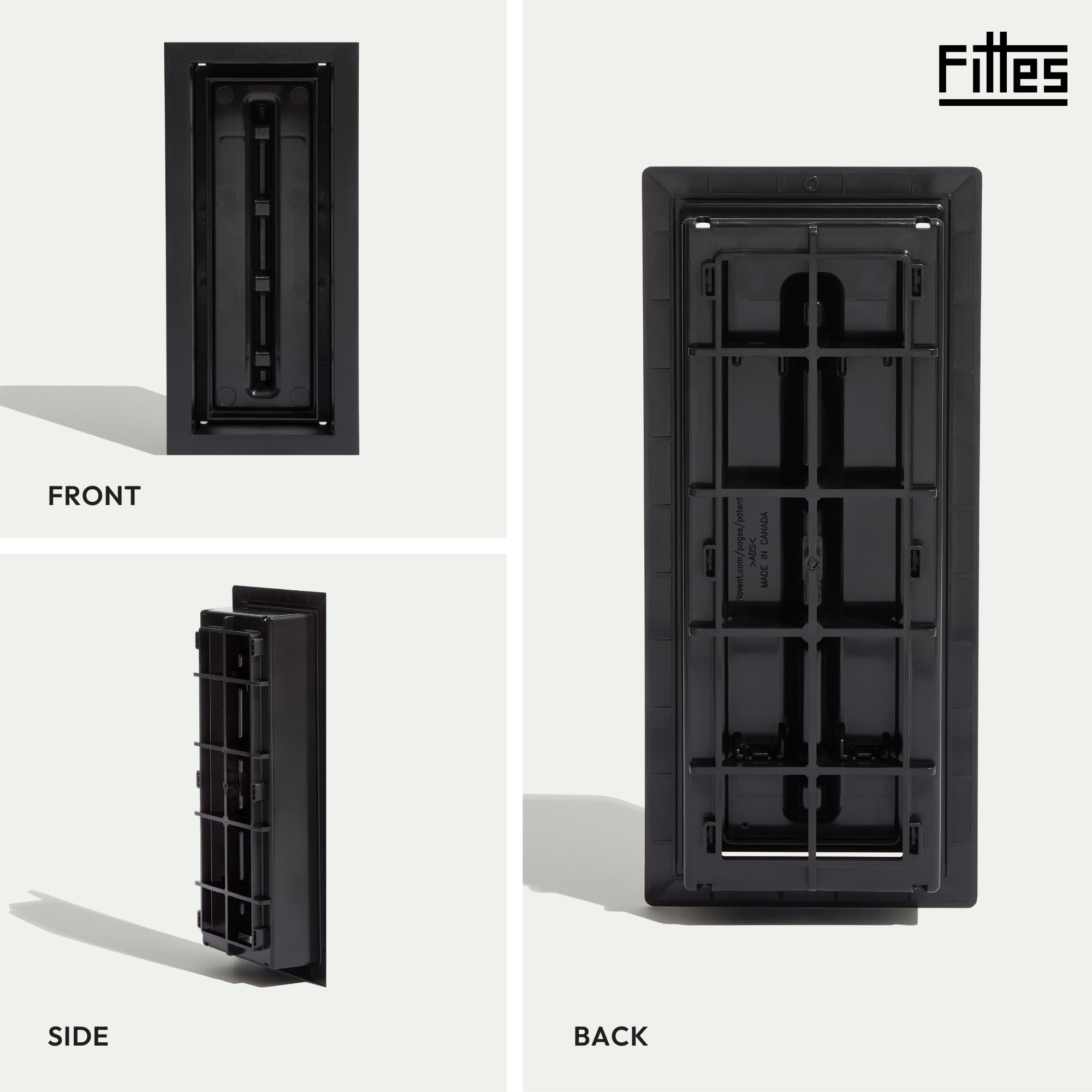 Fittes Framed Floor Vent Lite matte black finish complements tile and hardwood floors.
