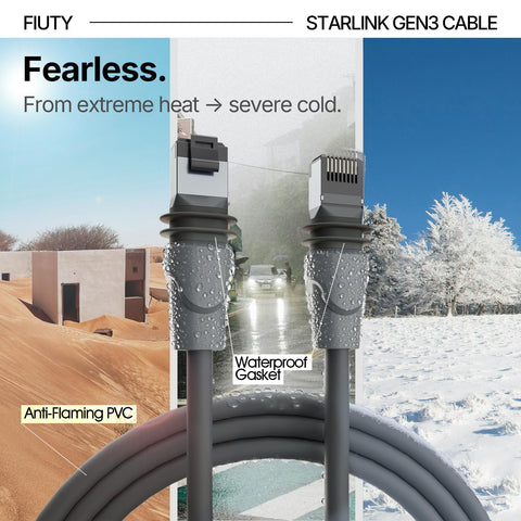 FIUTY Starlink Gen 3 cable 33ft plug-and-play connectors for quick installation.
