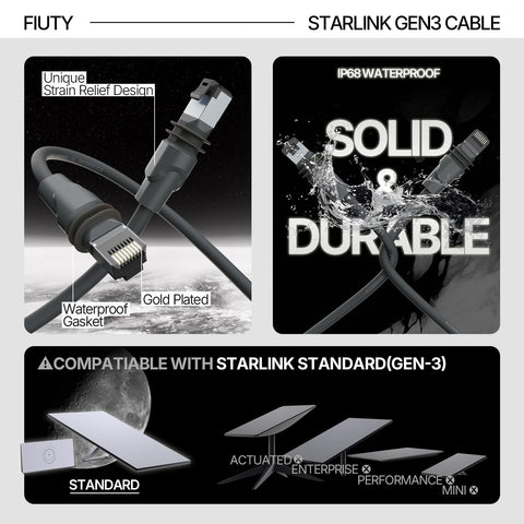 FIUTY Starlink Gen 3 cable 33ft thickened design enhances durability.