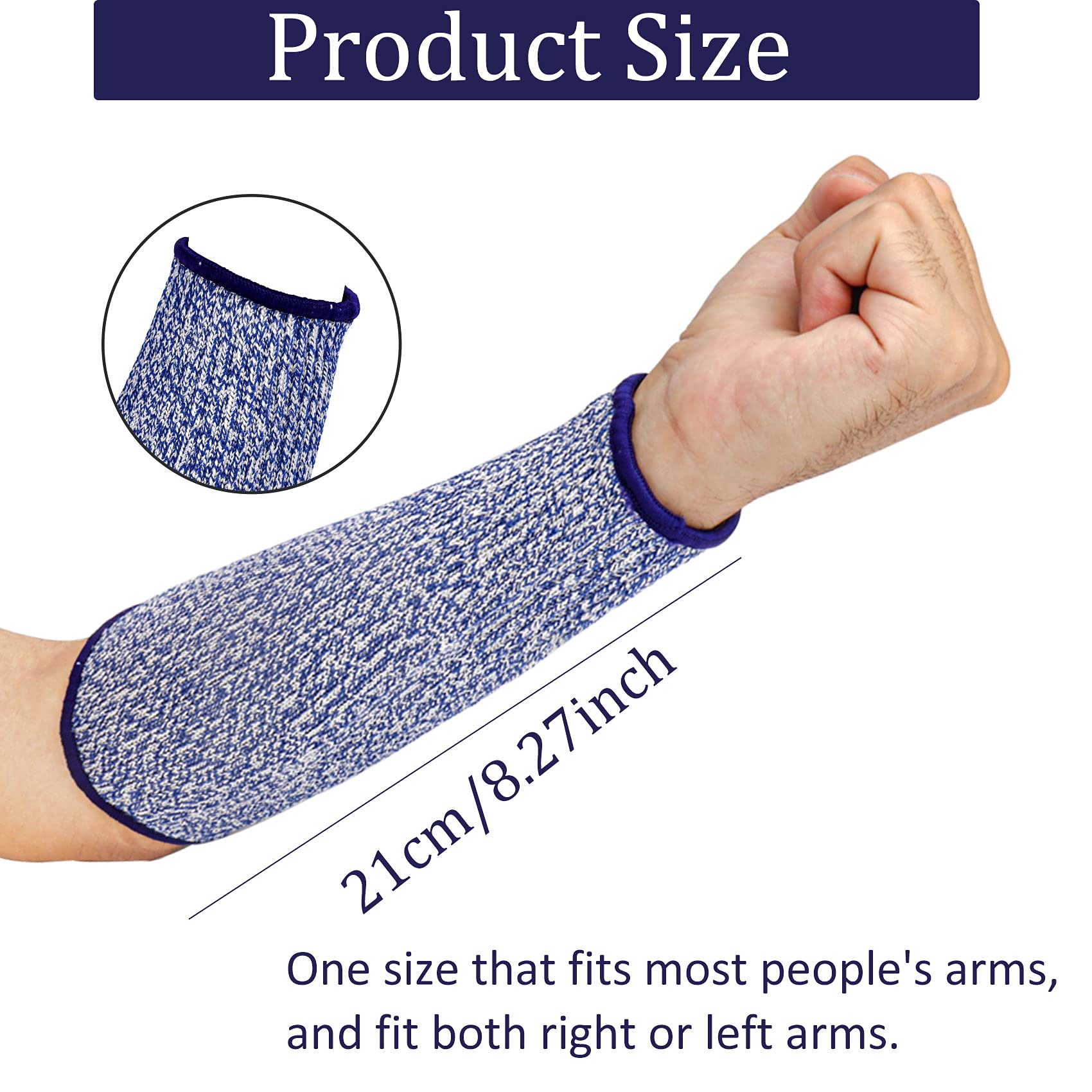 Fivenl blue cut-resistant sleeve showing flexible fabric for gardening