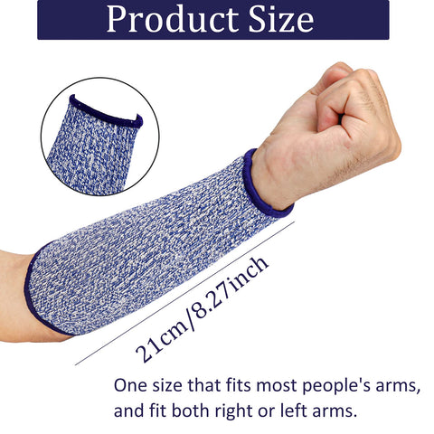 Fivenl blue cut-resistant sleeve showing flexible fabric for gardening