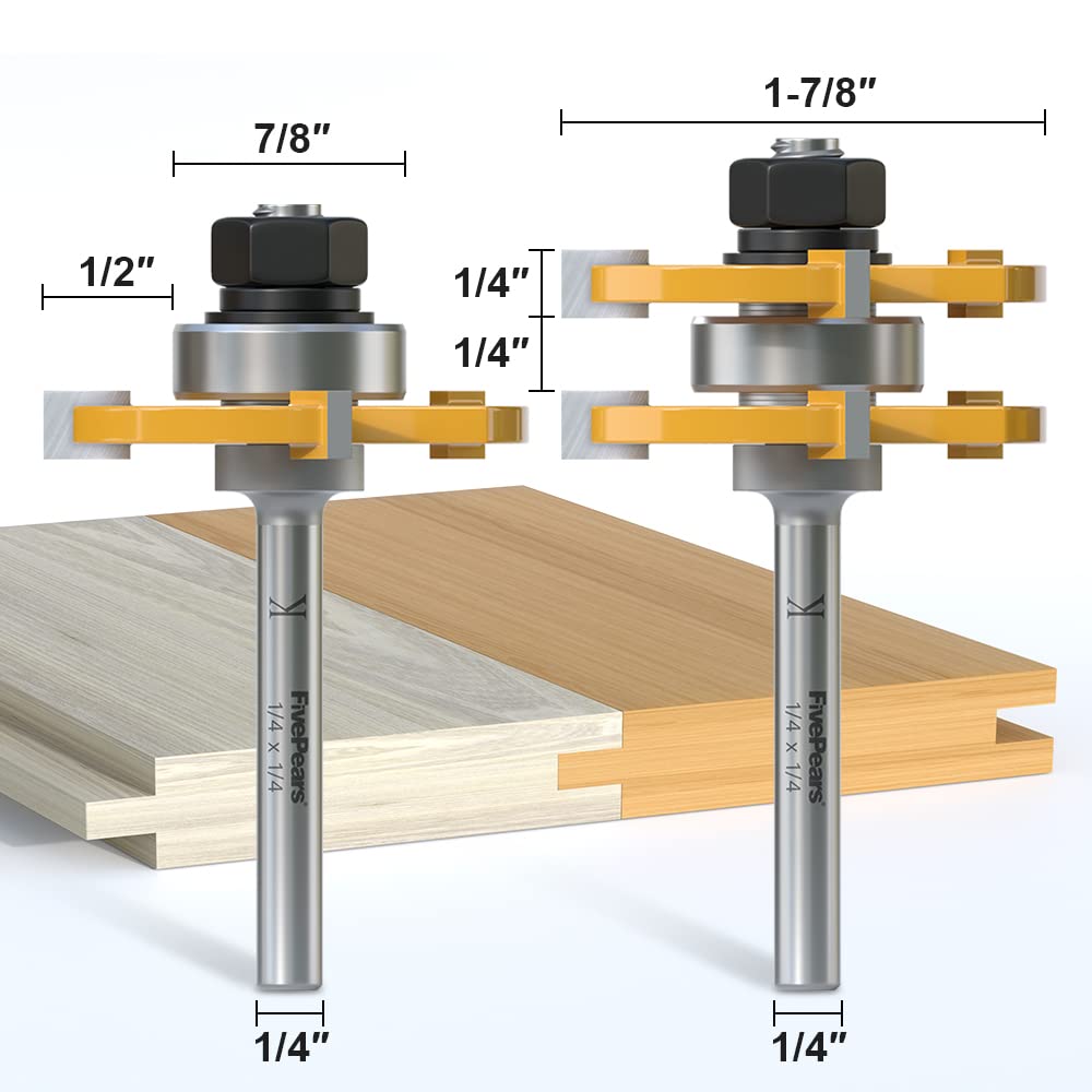 FivePears groove router bit three-tooth profile for precise panel slots