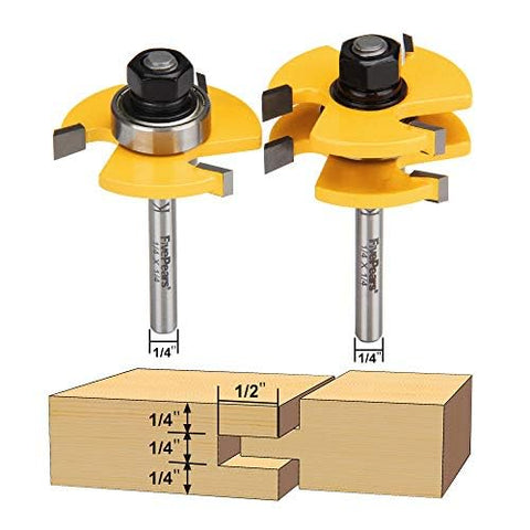 FivePears tongue router bit with three teeth shaping drawer joints for clean joints