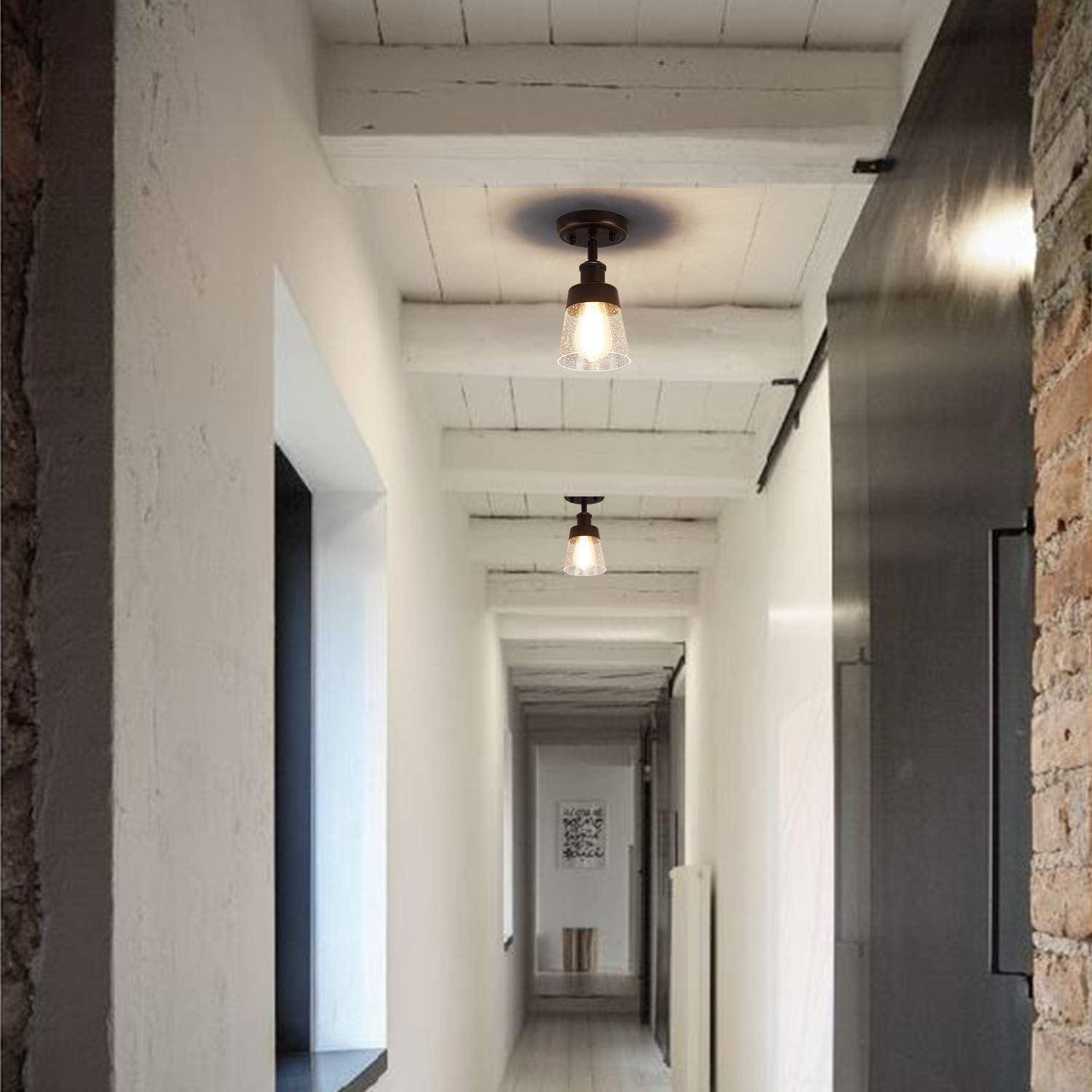 Fivess Lighting oil rubbed bronze finish adds warm ambiance to entryways