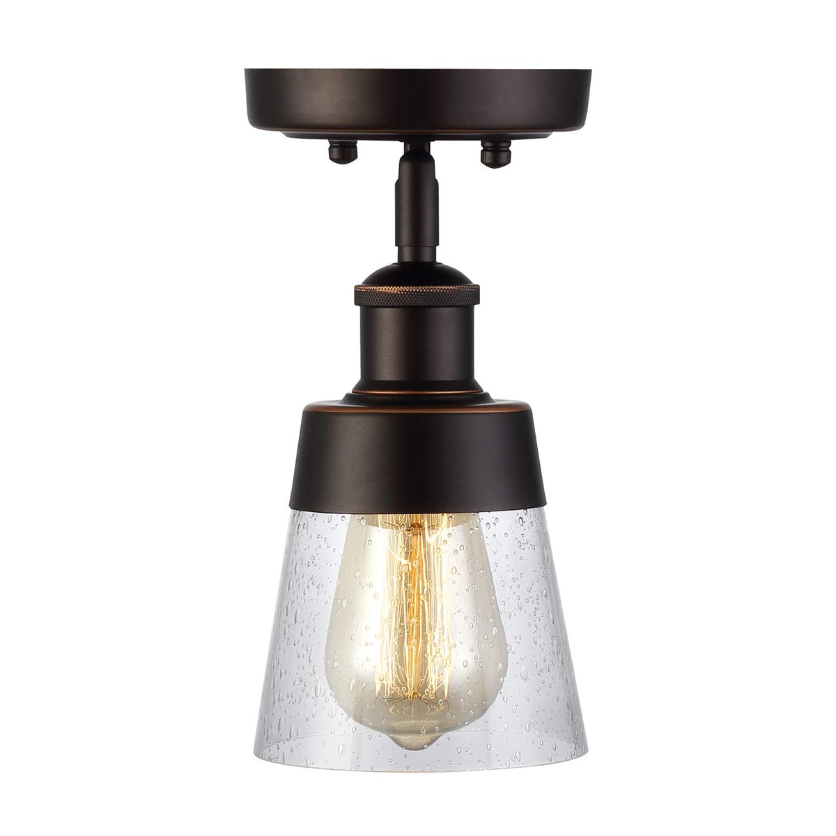 Fivess Lighting rustic glass flush mount with seeded shade for timeless hallways