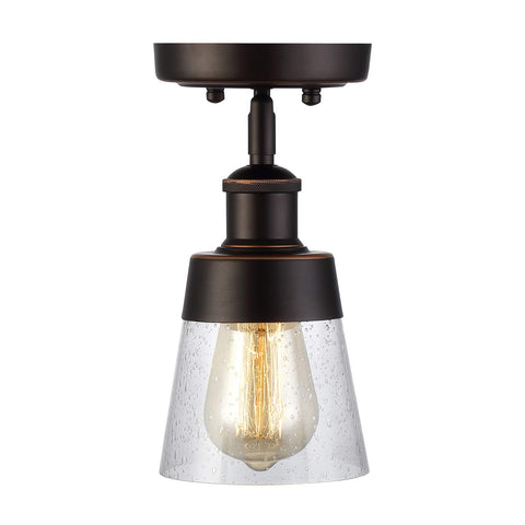 Fivess Lighting rustic glass flush mount with seeded shade for timeless hallways