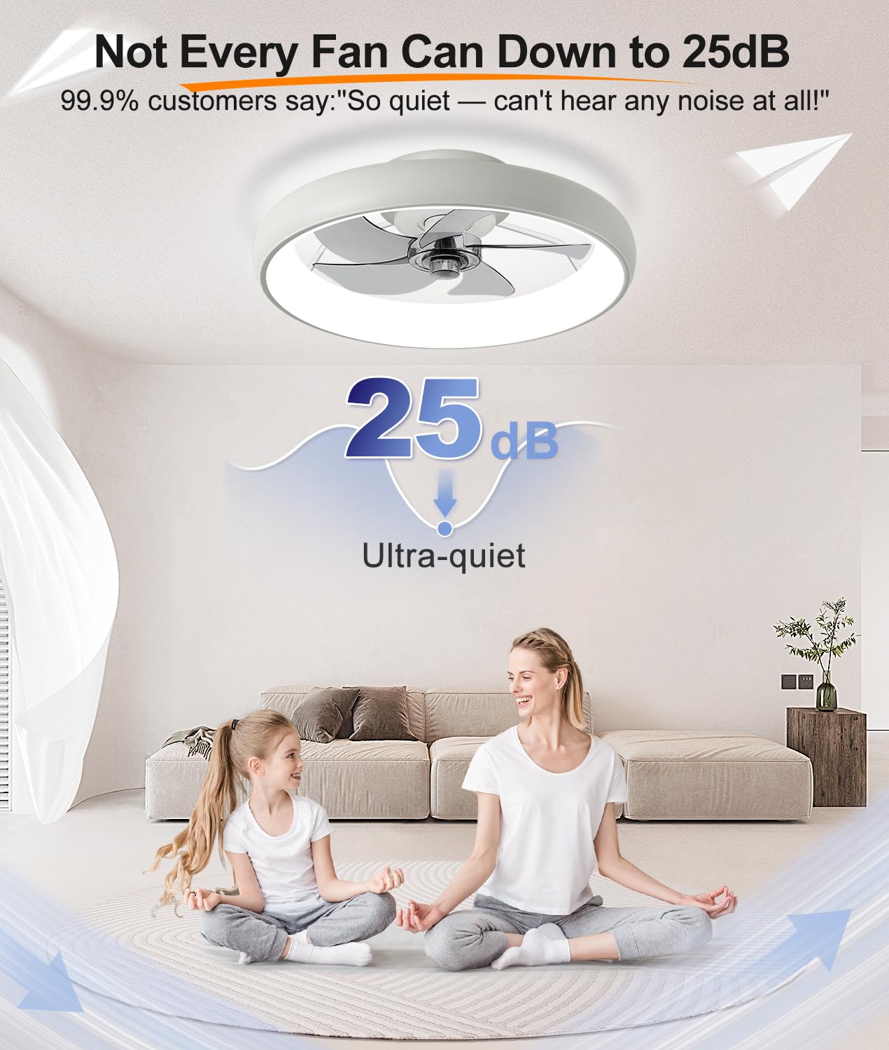 Fivesun flush mount design on ceiling showcasing space saving profile.