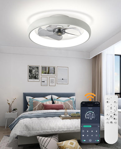 Fivesun 21-inch Milky White ceiling fan mounted view for modern homes.