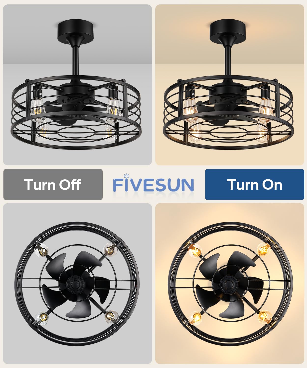 Fivesun remote and app control for easy fan and light adjustments