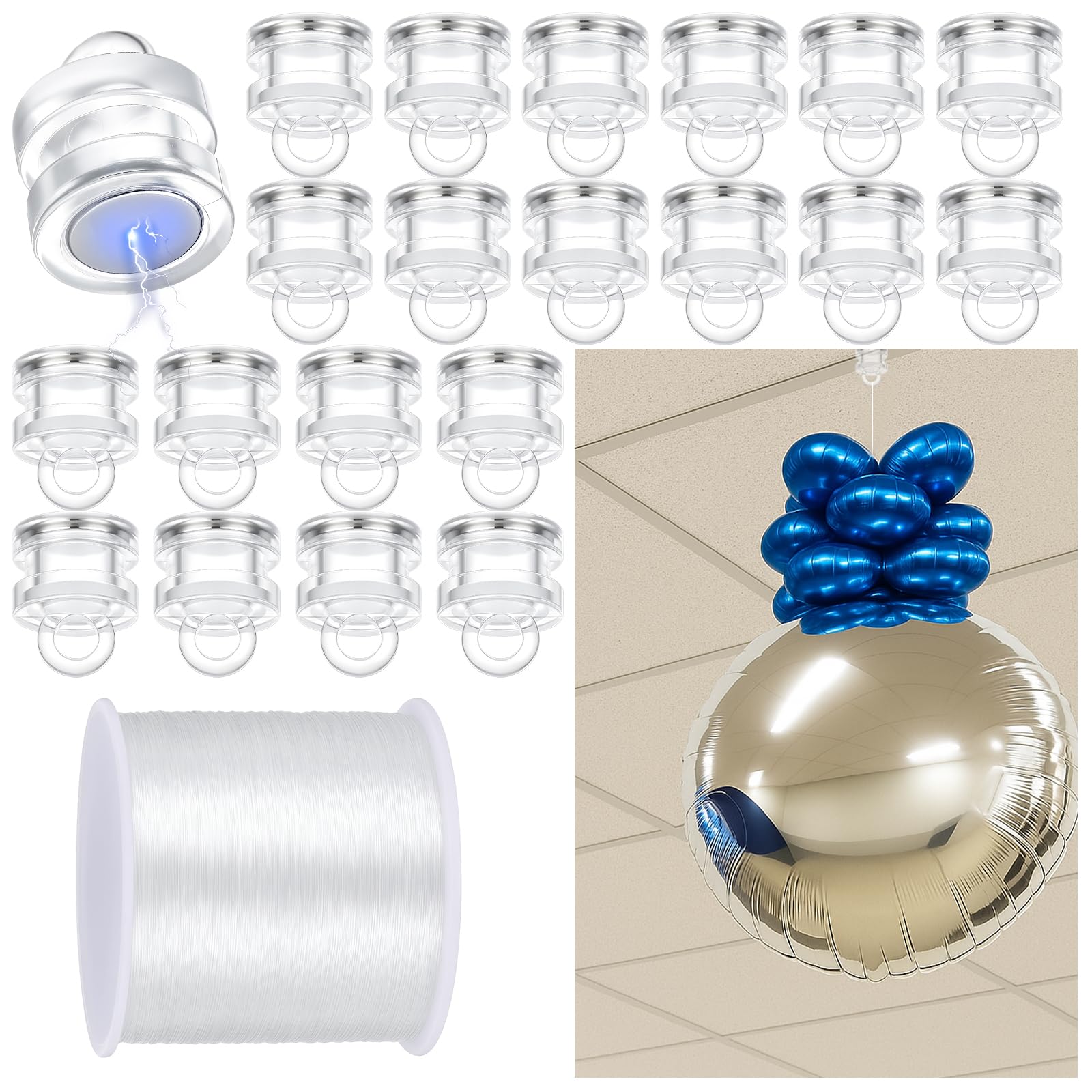 Fiwochic magnetic ceiling hook suspends balloons securely for events.