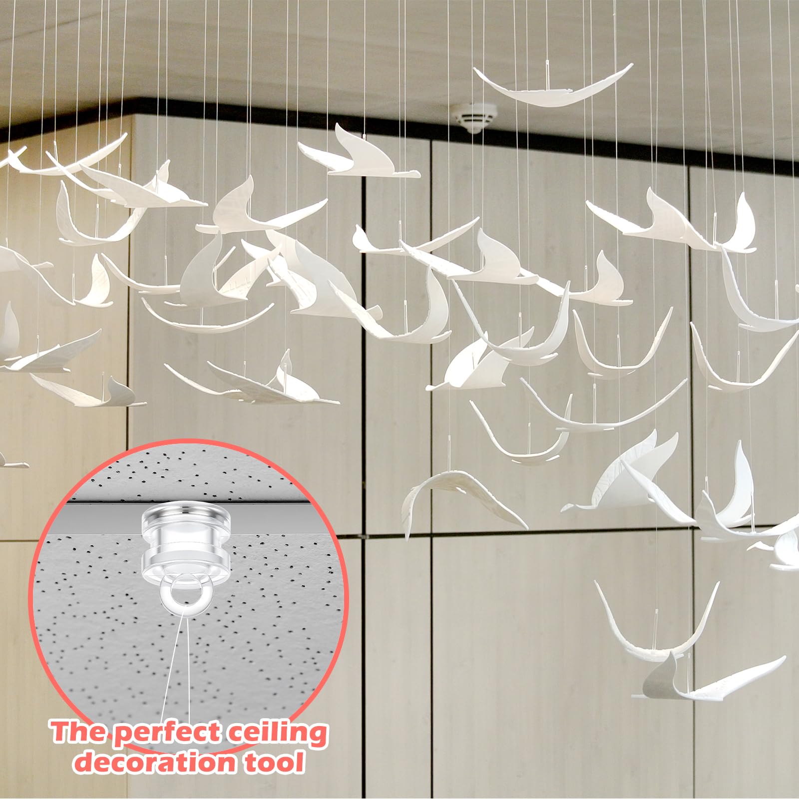 Fiwochic ceiling hooks used in classrooms for artwork displays.