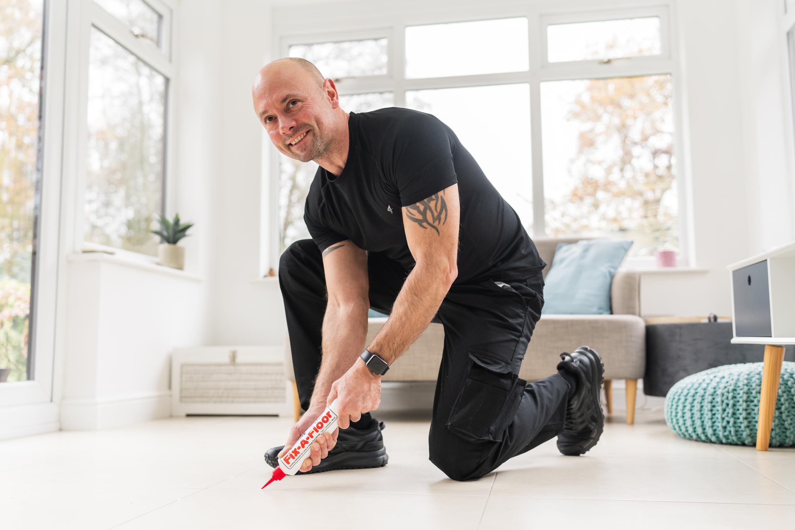 Fix-A-Floor adhesive bond close-up highlights durable floor-to-substrate attachment
