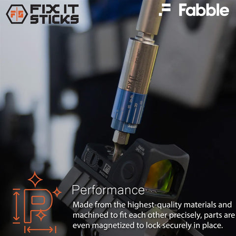 Fix It Sticks coin-slot battery cap tool for quick servicing.