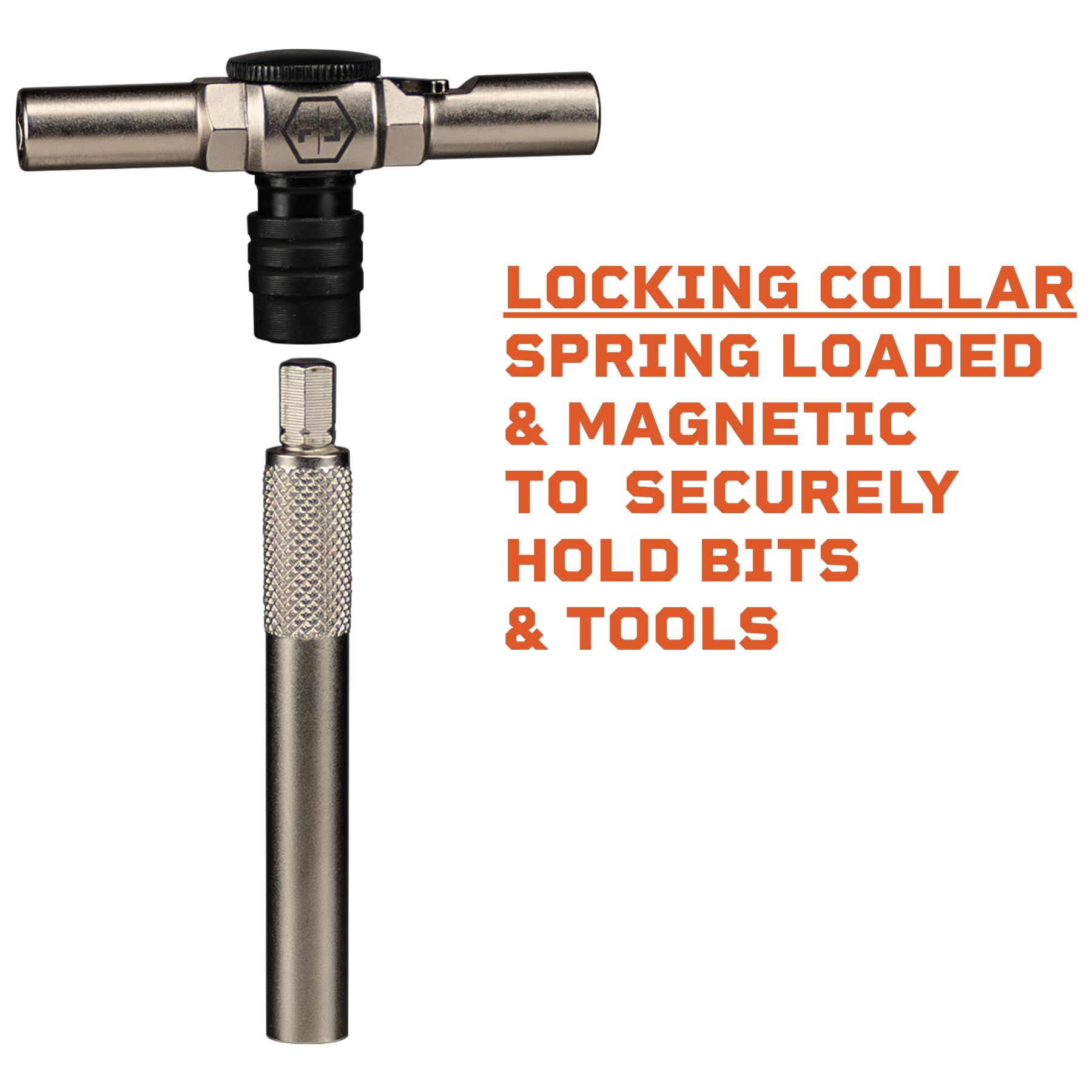 Fix It Sticks reversible ratchet enables fast tightening or loosening in cramped areas.