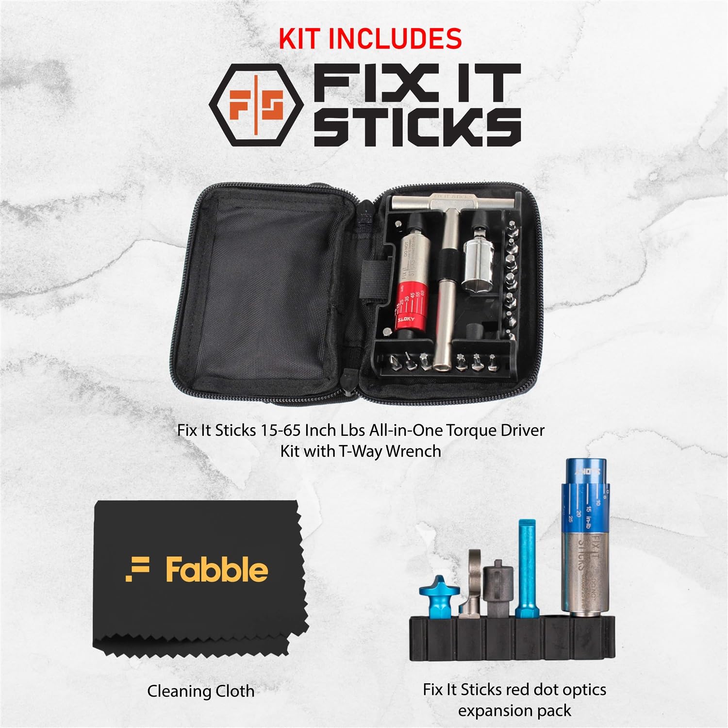 Fix It Sticks T-Way wrench shown for versatile adjustments.