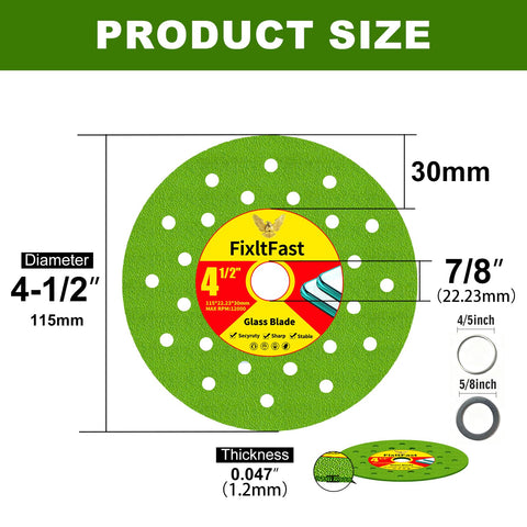 FixltFast angle grinder diamond blade suited for smooth ceramic and glass cuts