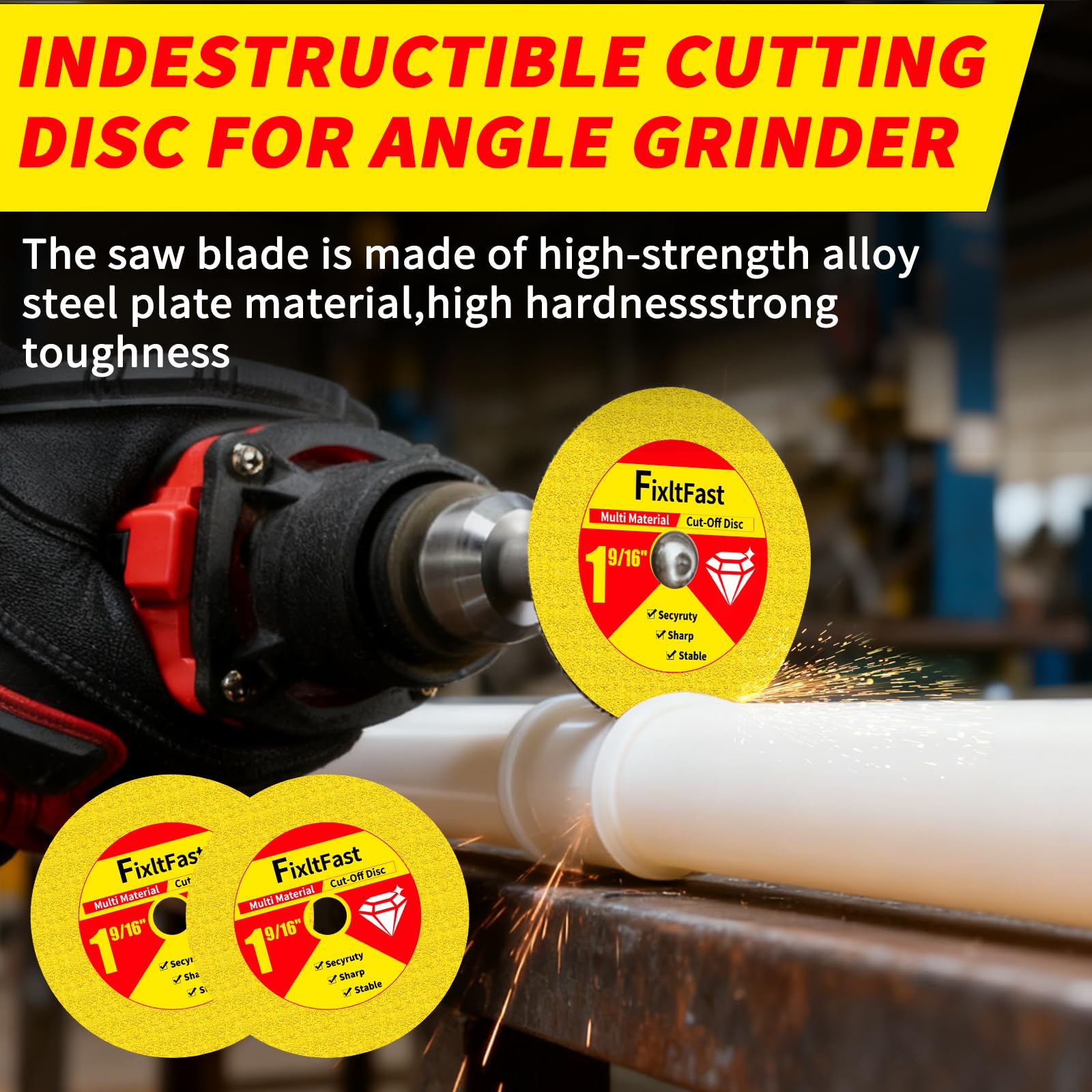 FixltFast diamond blade ready for multi-material cutting and chamfering.