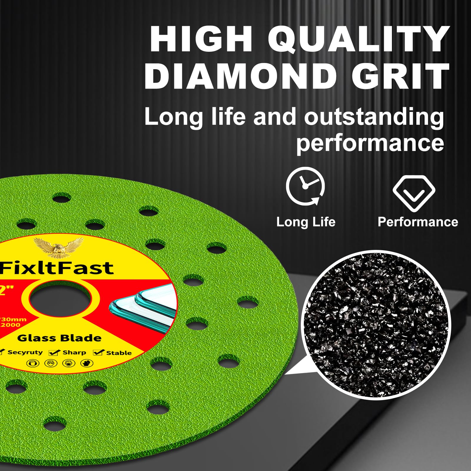FixltFast multi-material blade works on porcelain, stone, granite, marble, slate and more