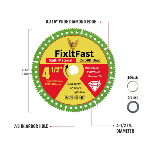 FixltFast multi-material diamond wheel delivers clean cuts on marble and tile